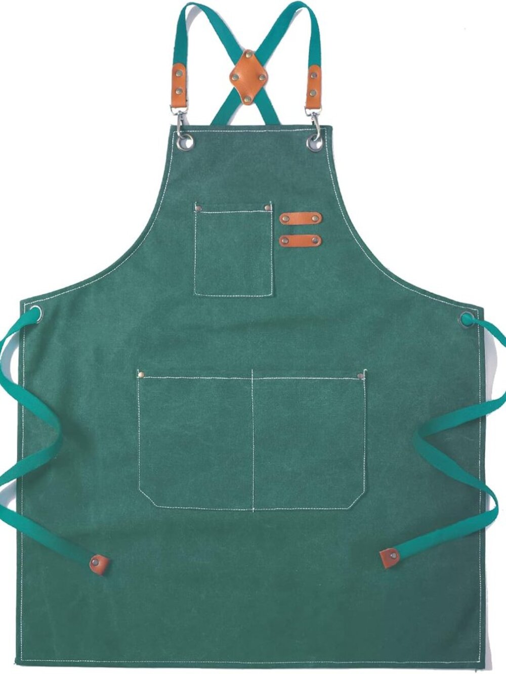 Canvas Cross Back Chef Cotton Aprons for Men Women with Large Pockets